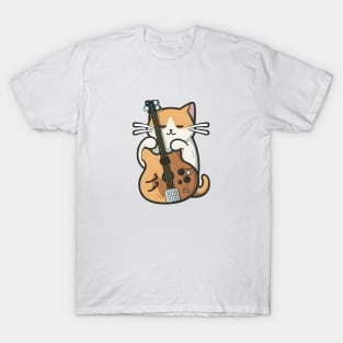 Cat Holding Bass Guitar T-Shirt